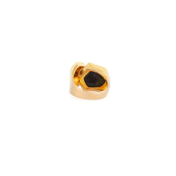 Inel ceratie din aur de 14k cu spectrolit si diamant natural