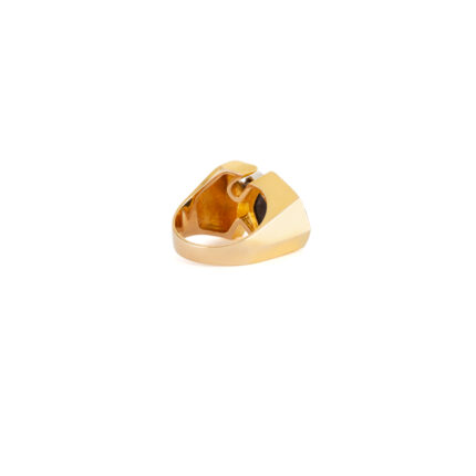 Inel ceratie din aur de 14k cu spectrolit si diamant natural