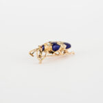 Brosa vintage din aur de 14k cu email cobalt si diamante naturale