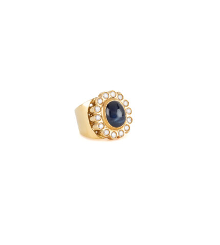 Inel din aur 18k ornat cu safir si diamante naturale