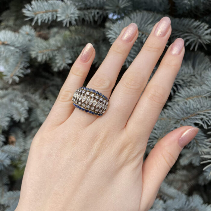Inel din aur de 18k cu safire si diamante naturale