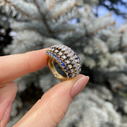 Inel din aur de 18k cu safire si diamante naturale