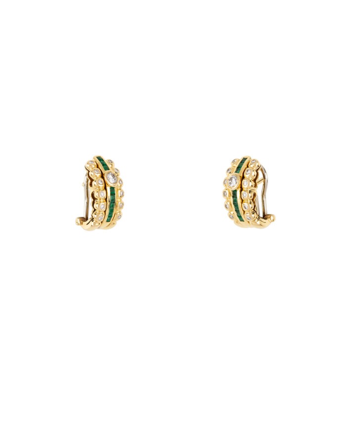 Cercei aur de 18k cu smaralde si diamante naturale