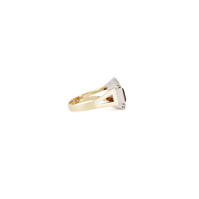 Inel vintage din aur de 14k cu topaz imperial si diamante naturale 