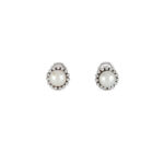  Cercei clips din aur alb de 18k cu perle naturale de cultura si 30 de diamante