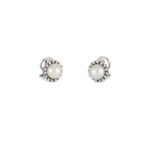  Cercei clips din aur alb de 18k cu perle naturale de cultura si 30 de diamante