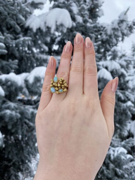 Inel creatie din aur de 18k cu opal natural australian