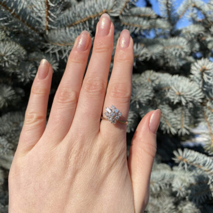 Inel din aur alb de 18k cu diamante naturale
