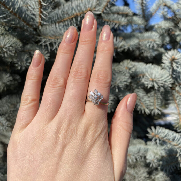 Inel din aur alb de 18k cu diamante naturale