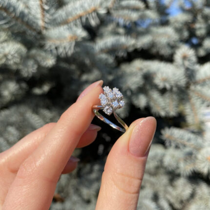 Inel din aur alb de 18k cu diamante naturale