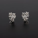Cercei vintage din aur alb de 18k cu diamante naturale