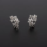 Cercei vintage din aur alb de 18k cu diamante naturale