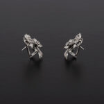 Cercei vintage din aur alb de 18k cu diamante naturale