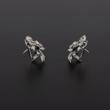Cercei vintage din aur alb de 18k cu diamante naturale