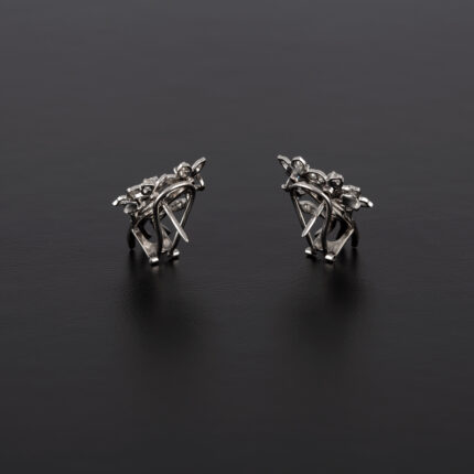 Cercei vintage din aur alb de 18k cu diamante naturale