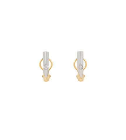 Cercei din aur alb si galben de 18k cu diamante naturale