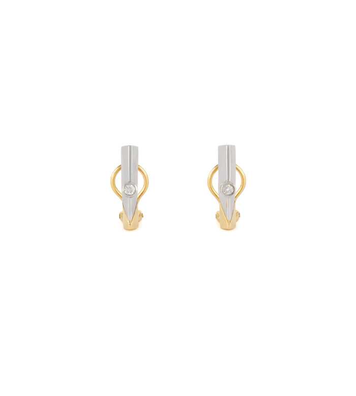 Cercei din aur alb si galben de 18k cu diamante naturale