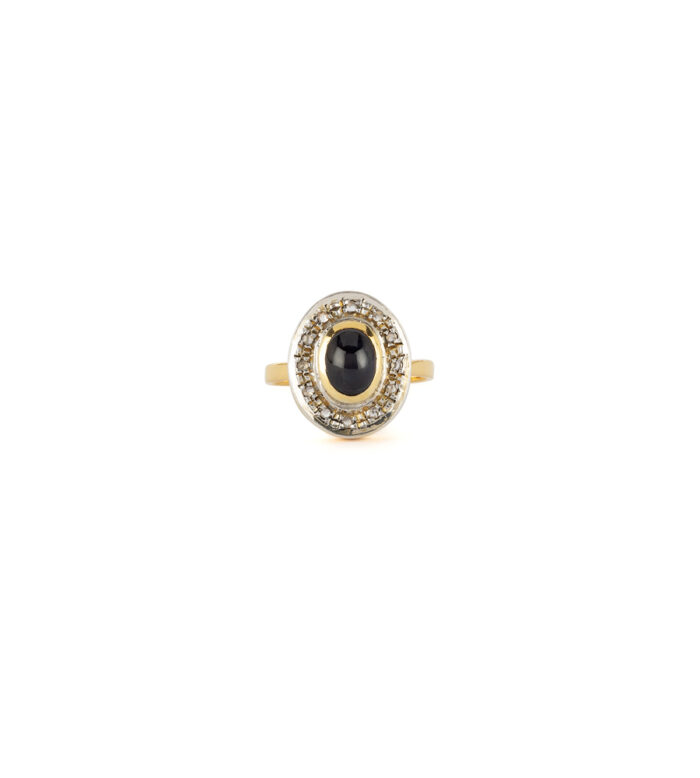 Set vintage din aur de 18k cu safire si diamante naturale