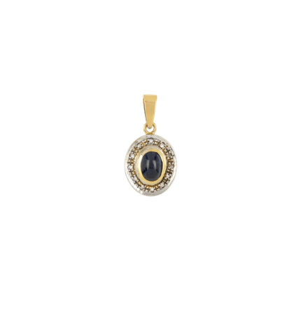 Set vintage din aur de 18k cu safire si diamante naturale