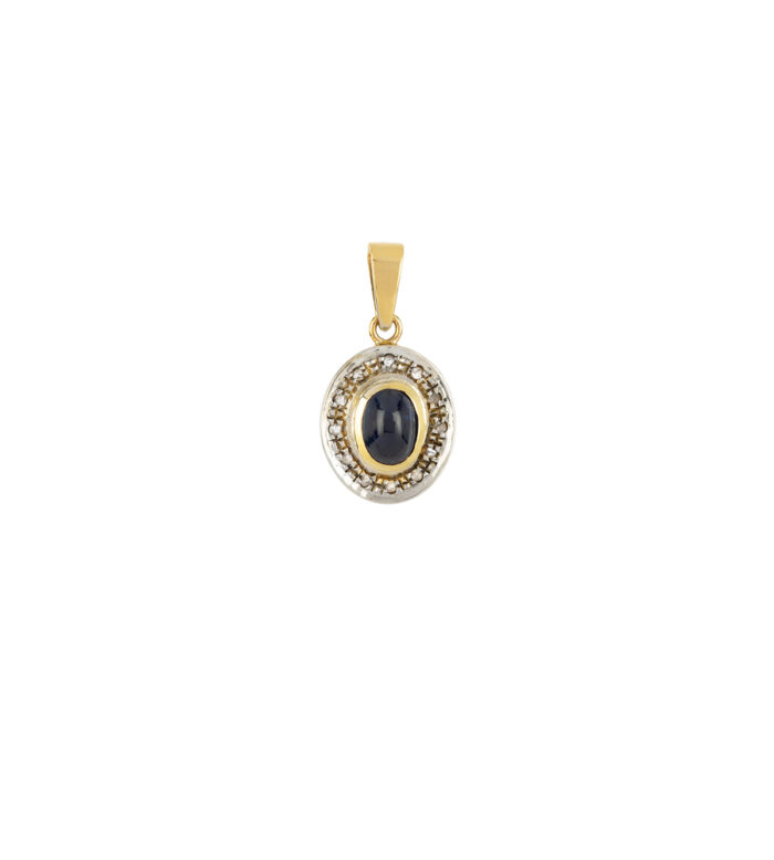 Set vintage din aur de 18k cu safire si diamante naturale