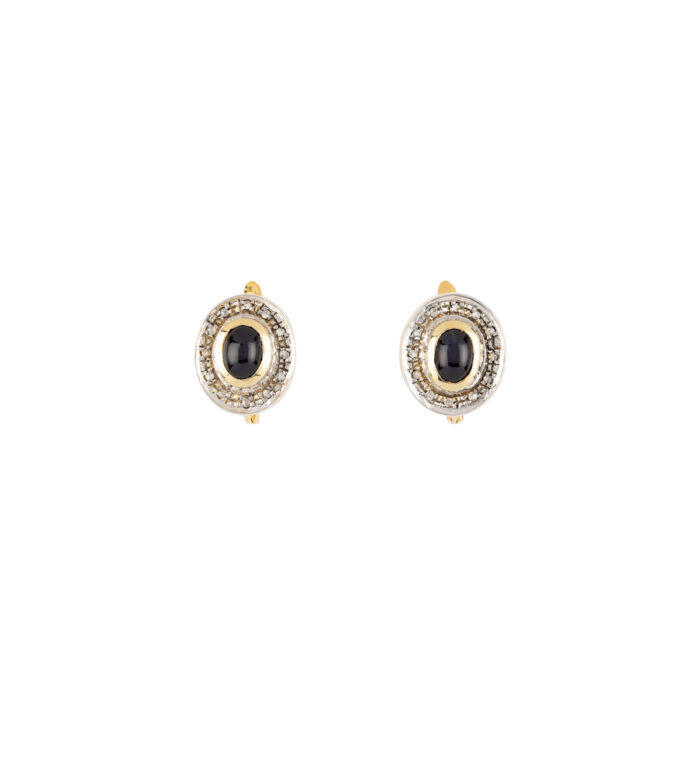 Set vintage din aur de 18k cu safire si diamante naturale