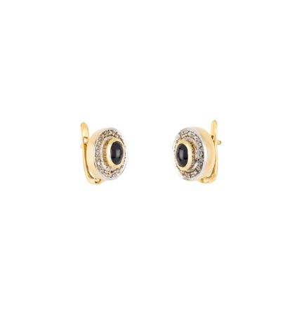 Set vintage din aur de 18k cu safire si diamante naturale