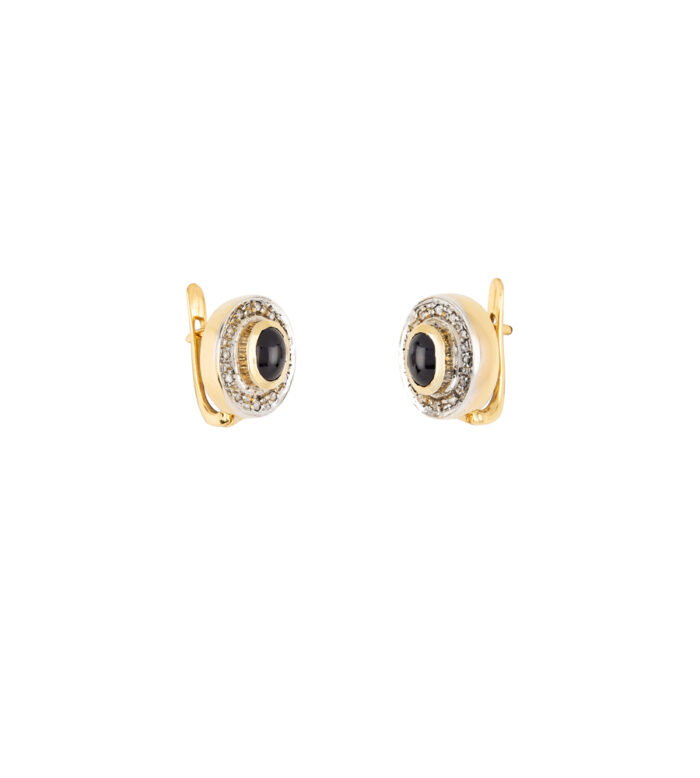 Set vintage din aur de 18k cu safire si diamante naturale