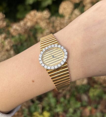 Ceas mecanic Chopard din aur de 18k cu diamante naturale