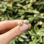 Cercei stud din aur alb si galben de 18k cu diamante naturale