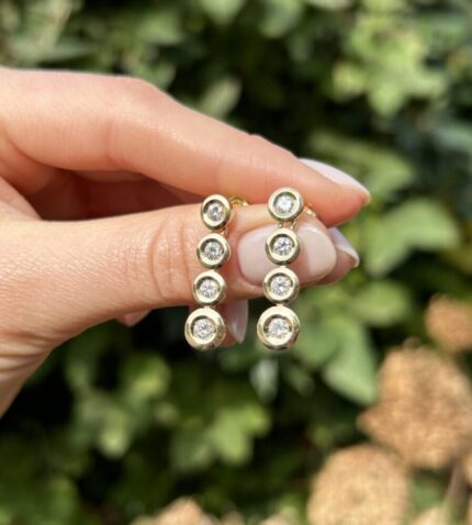 Cercei din aur galben de 14k cu diamante naturale