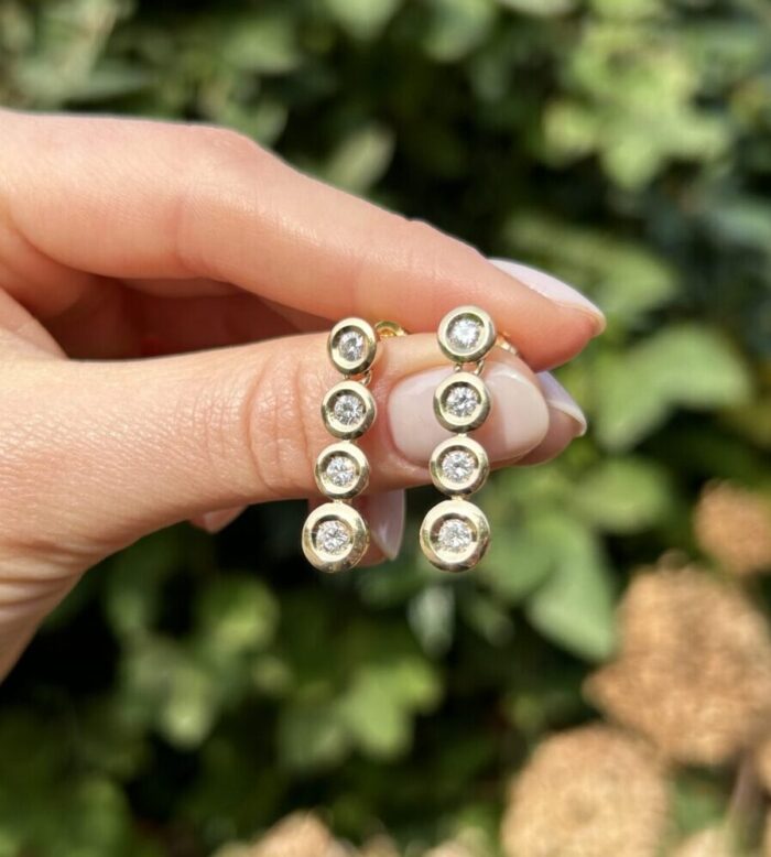 Cercei din aur galben de 14k cu diamante naturale