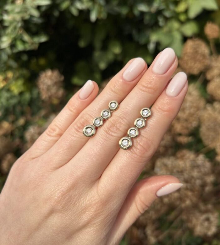 Cercei din aur galben de 14k cu diamante naturale