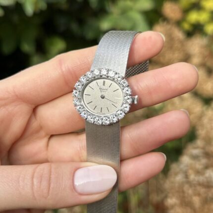 Ceas original Chopard din aur alb de 18k cu diamante naturale