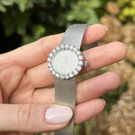 Ceas original Chopard din aur alb de 18k cu diamante naturale