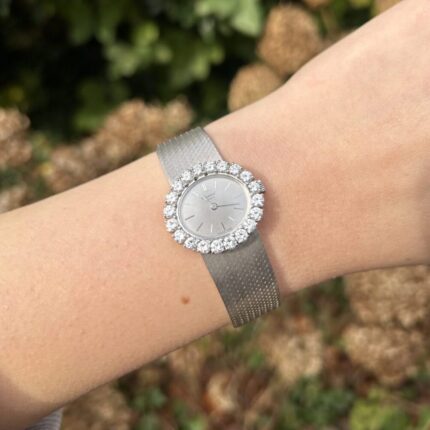 Ceas original Chopard din aur alb de 18k cu diamante naturale