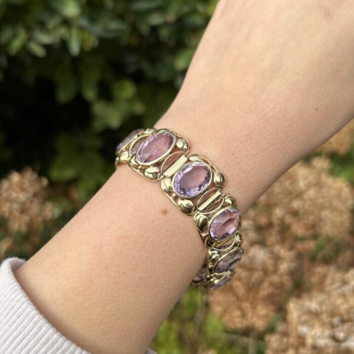 Bratara vintage din aur de 14k cu ametist natural