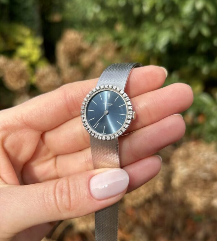 Ceas de dama elvetian IWC din aur alb de 18k cu diamante naturale