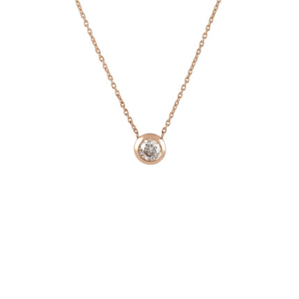 Colier din aur roz de 14k cu diamant natural de 0.4ct