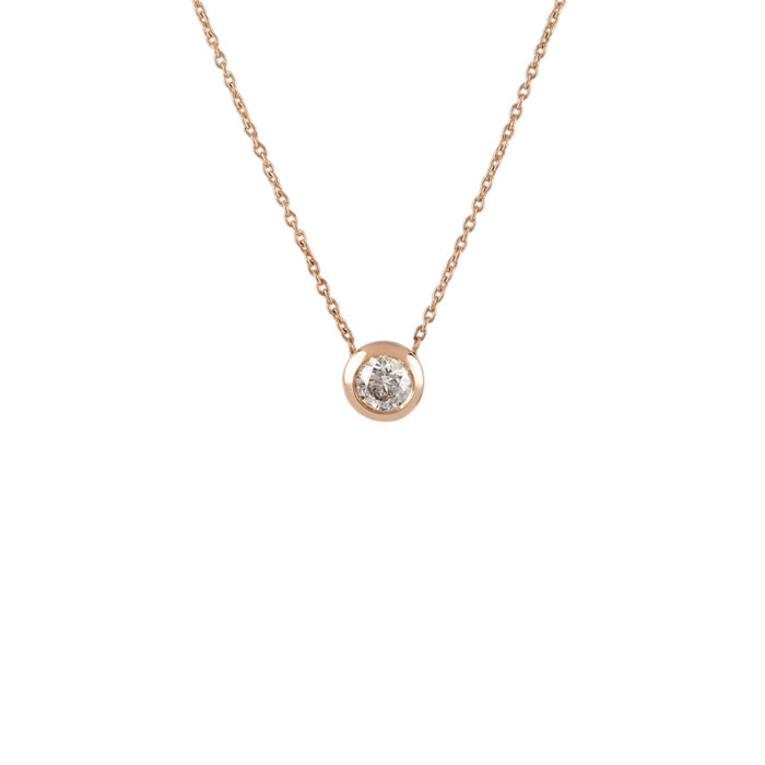 Colier din aur roz de 14k cu diamant natural de 0.4ct