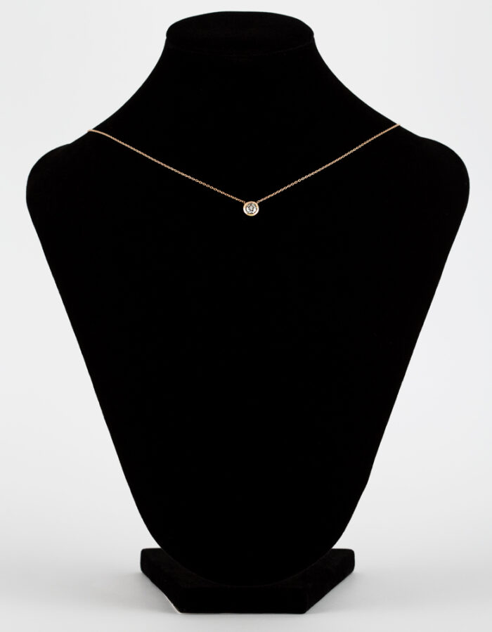 Colier din aur roz de 14k cu diamant natural de 0.4ct
