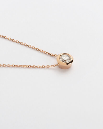 Colier din aur roz de 14k cu diamant natural de 0.4ct