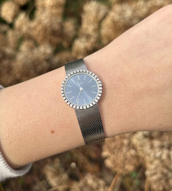 Ceas de dama elvetian IWC din aur alb de 18k cu diamante naturale