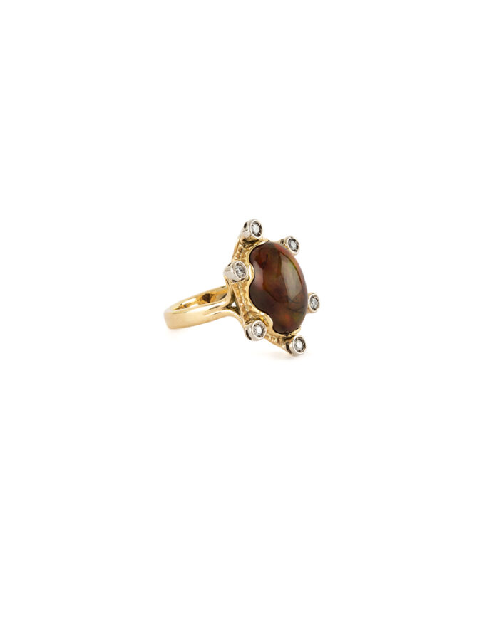 Creatie Le'Ador din aur de 18k cu diamante si opal negru natural