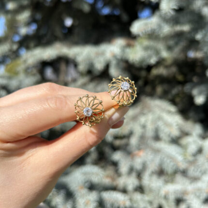 Cercei vintage din aur de 18k cu diamante naturale