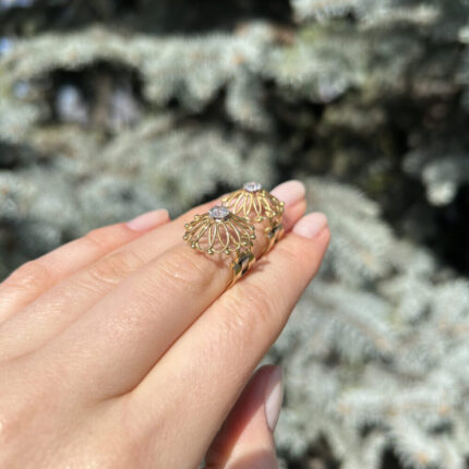 Cercei vintage din aur de 18k cu diamante naturale