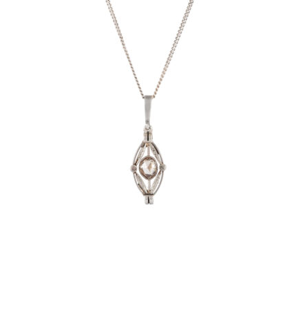 Pandant autentic Art Deco din aur de 14k si argint cu diamante naturale