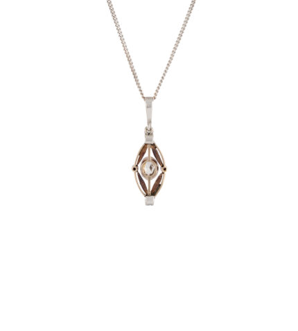 Pandant autentic Art Deco din aur de 14k si argint cu diamante naturale