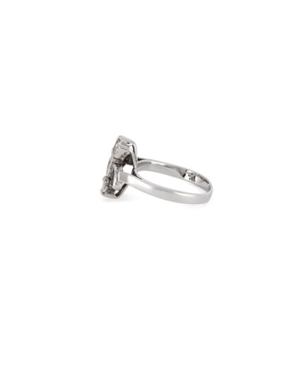 Inel din aur alb de 18k cu safire violet si diamante naturale