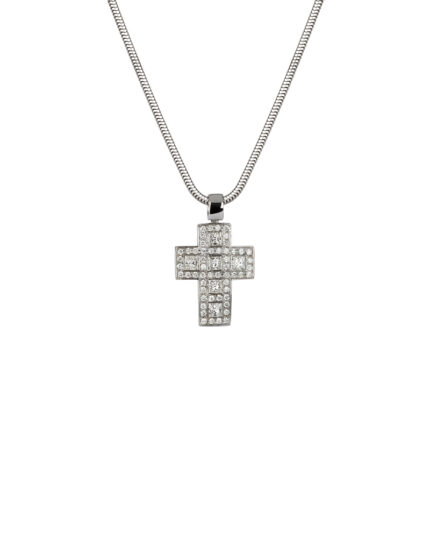 Cruciulita din aur alb de 18k cu diamante naturale 2.8ct