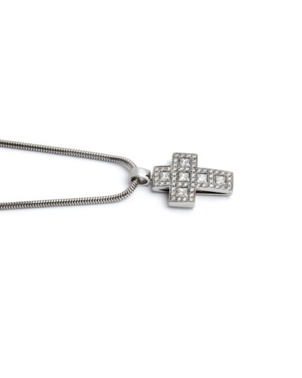Cruciulita din aur alb de 18k cu diamante naturale 2.8ct
